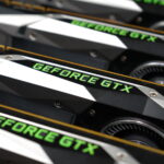 GPUs in a line, identical graphics cards